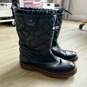 Women’s Coach Black Quilted Leather Sparrow Boots